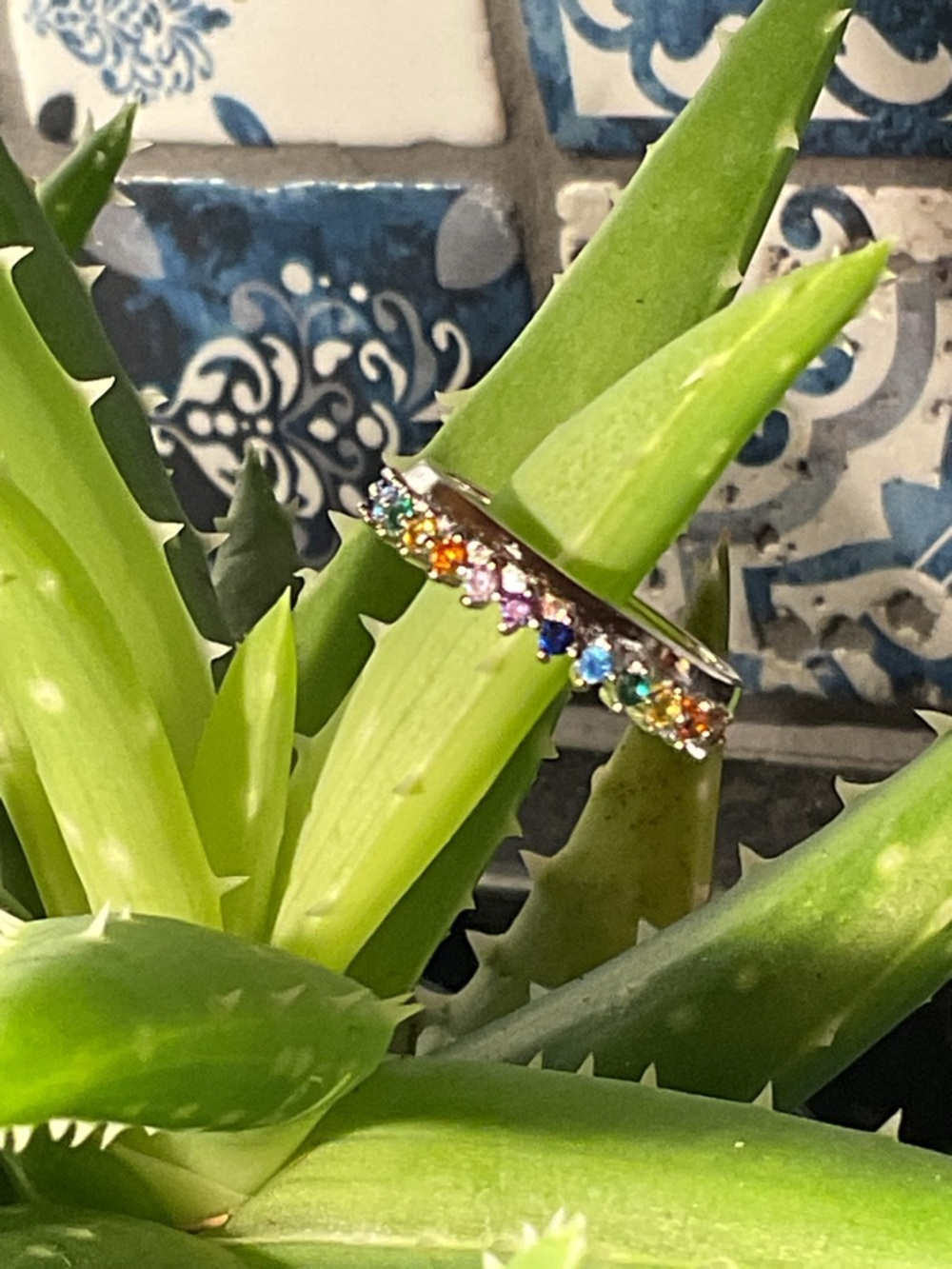 Colorful Cubic Zirconia Silver Ring 6